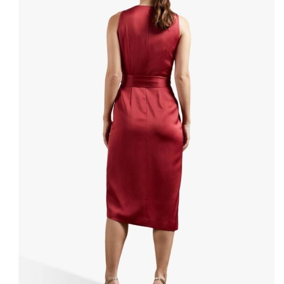 NWT Ted Baker London Dress Ted’s Size 6 Red Fixed Wrap Midi Dress - Picture 2 of 5
